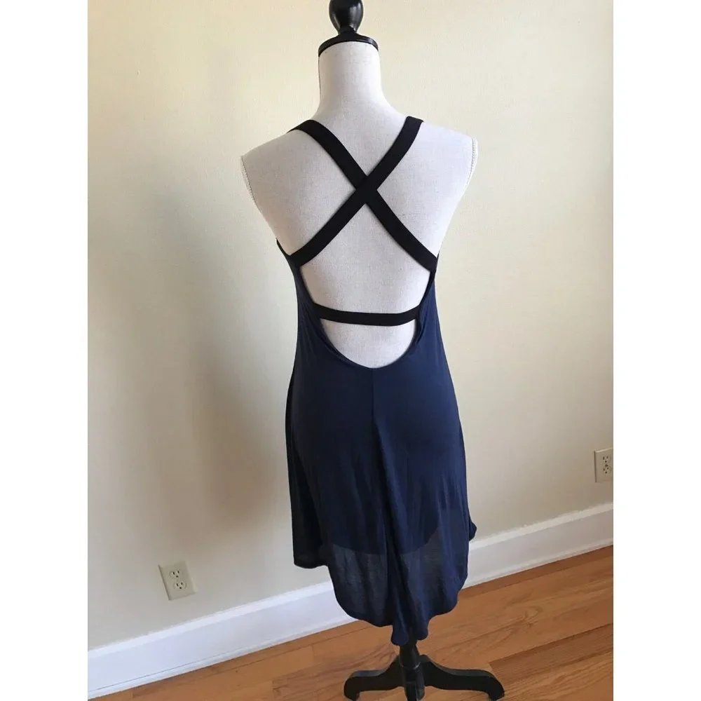 Bella Luxx Navy Blue Tank Dress Black Straps - Picture 7 of 11